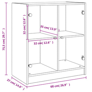 vidaXL Side Cabinet with Glass Doors White 68x37x75.5 cm