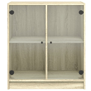 vidaXL Side Cabinet with Glass Doors Sonoma Oak 68x37x75.5 cm