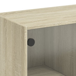 vidaXL Side Cabinet with Glass Doors Sonoma Oak 68x37x75.5 cm