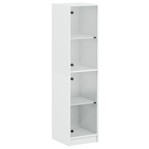 vidaXL Highboard with Glass Doors White 35x37x142 cm