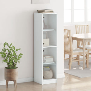 vidaXL Highboard with Glass Doors White 35x37x142 cm