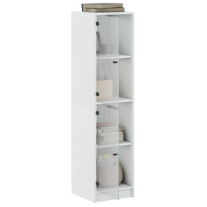 vidaXL Highboard with Glass Doors White 35x37x142 cm