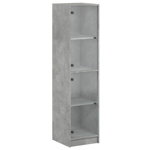 vidaXL Highboard with Glass Doors Concrete Grey 35x37x142 cm