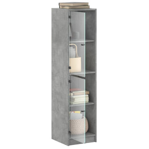 vidaXL Highboard with Glass Doors Concrete Grey 35x37x142 cm