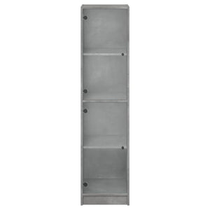 vidaXL Highboard with Glass Doors Concrete Grey 35x37x142 cm