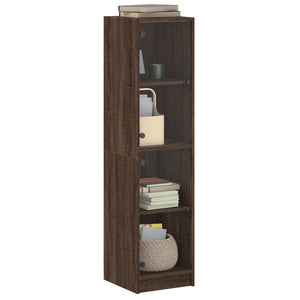 vidaXL Highboard with Glass Doors Brown Oak 35x37x142 cm