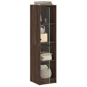 vidaXL Highboard with Glass Doors Brown Oak 35x37x142 cm