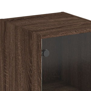 vidaXL Highboard with Glass Doors Brown Oak 35x37x142 cm