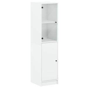 vidaXL Highboard with Glass Door White 35x37x142 cm