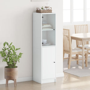 vidaXL Highboard with Glass Door White 35x37x142 cm