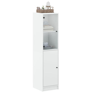 vidaXL Highboard with Glass Door White 35x37x142 cm