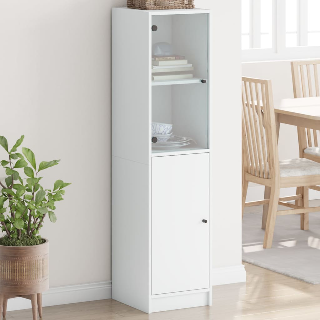 vidaXL Highboard with Glass Door White 35x37x142 cm