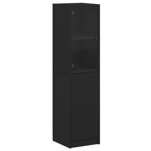 vidaXL Highboard with Glass Door Black 35x37x142 cm