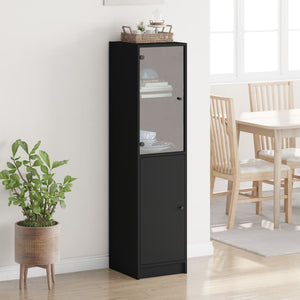 vidaXL Highboard with Glass Door Black 35x37x142 cm