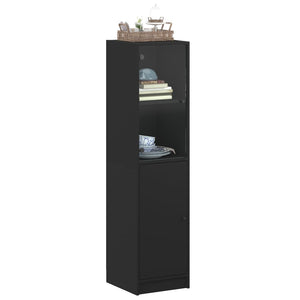 vidaXL Highboard with Glass Door Black 35x37x142 cm