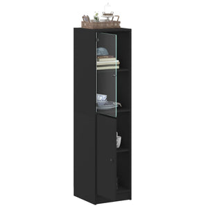 vidaXL Highboard with Glass Door Black 35x37x142 cm