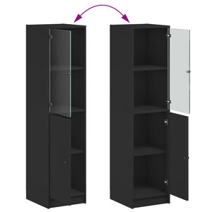 vidaXL Highboard with Glass Door Black 35x37x142 cm