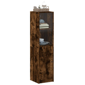 vidaXL Highboard with Glass Door Smoked Oak 35x37x142 cm