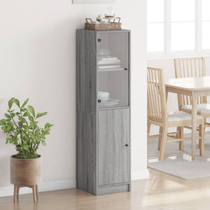 vidaXL Highboard with Glass Door Grey Sonoma 35x37x142 cm