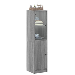 vidaXL Highboard with Glass Door Grey Sonoma 35x37x142 cm