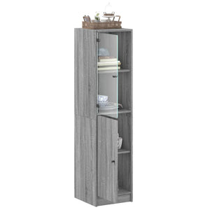 vidaXL Highboard with Glass Door Grey Sonoma 35x37x142 cm