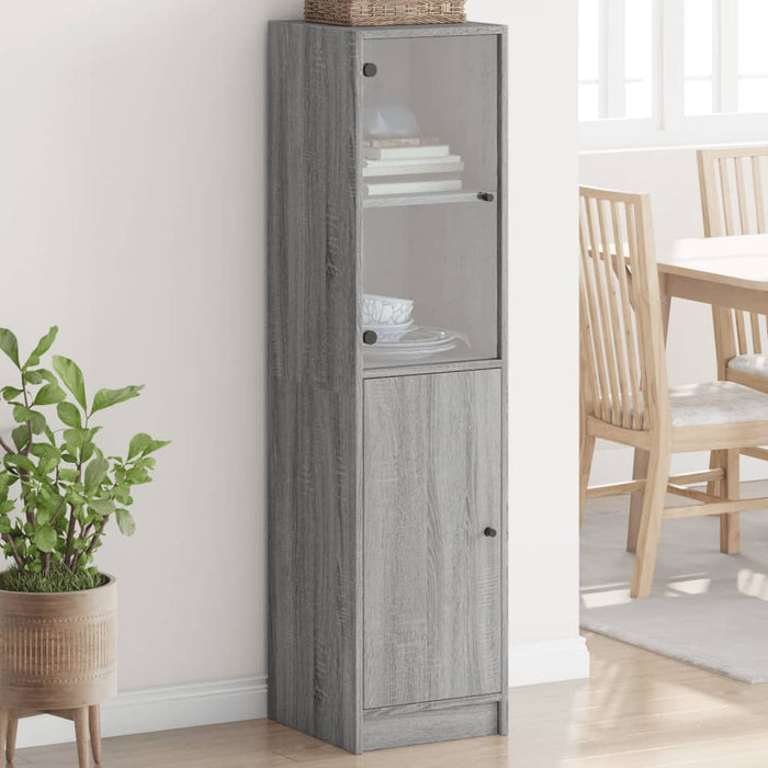 vidaXL Highboard with Glass Door Grey Sonoma 35x37x142 cm