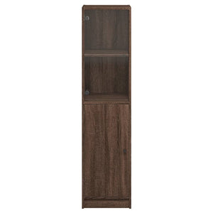 vidaXL Highboard with Glass Door Brown Oak 35x37x142 cm