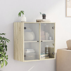 vidaXL Wall Cabinet with Glass Doors Sonoma Oak 68x37x68.5 cm