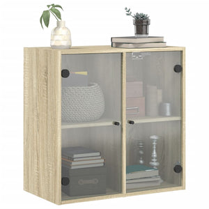 vidaXL Wall Cabinet with Glass Doors Sonoma Oak 68x37x68.5 cm