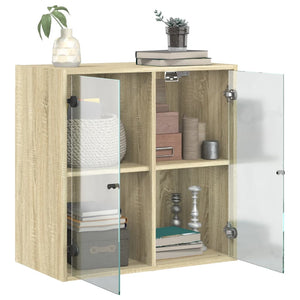 vidaXL Wall Cabinet with Glass Doors Sonoma Oak 68x37x68.5 cm