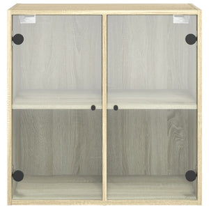 vidaXL Wall Cabinet with Glass Doors Sonoma Oak 68x37x68.5 cm