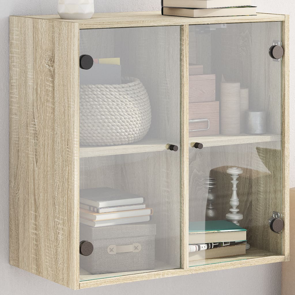 vidaXL Wall Cabinet with Glass Doors Sonoma Oak 68x37x68.5 cm