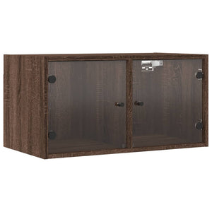 vidaXL Wall Cabinet with Glass Doors Brown Oak 68.5x37x35 cm