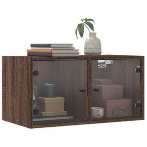 vidaXL Wall Cabinet with Glass Doors Brown Oak 68.5x37x35 cm