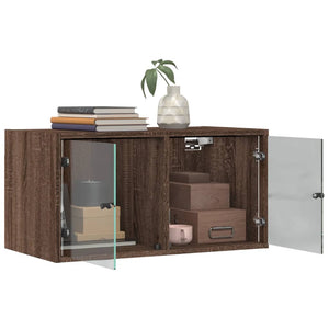 vidaXL Wall Cabinet with Glass Doors Brown Oak 68.5x37x35 cm