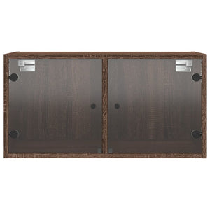 vidaXL Wall Cabinet with Glass Doors Brown Oak 68.5x37x35 cm