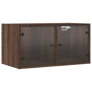 vidaXL Wall Cabinets with Glass Doors 2 pcs Brown Oak 68.5x37x35 cm