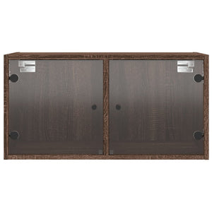 vidaXL Wall Cabinets with Glass Doors 2 pcs Brown Oak 68.5x37x35 cm