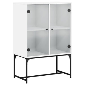 vidaXL Side Cabinet with Glass Doors White 69x37x100 cm