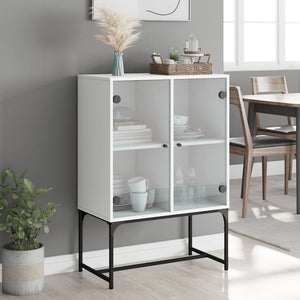 vidaXL Side Cabinet with Glass Doors White 69x37x100 cm