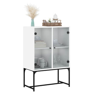 vidaXL Side Cabinet with Glass Doors White 69x37x100 cm