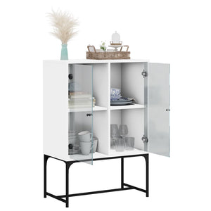 vidaXL Side Cabinet with Glass Doors White 69x37x100 cm