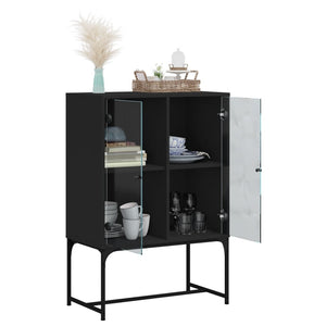 vidaXL Side Cabinet with Glass Doors Black 69x37x100 cm