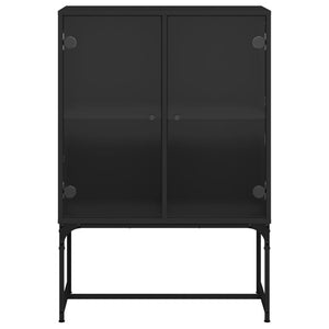 vidaXL Side Cabinet with Glass Doors Black 69x37x100 cm