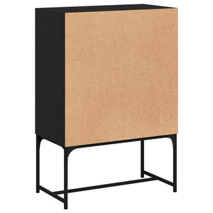 vidaXL Side Cabinet with Glass Doors Black 69x37x100 cm