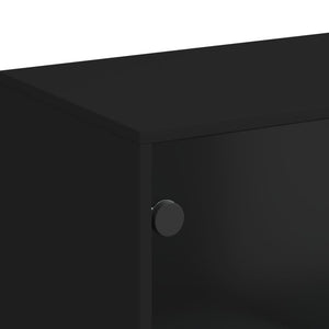 vidaXL Side Cabinet with Glass Doors Black 69x37x100 cm