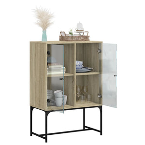 vidaXL Side Cabinet with Glass Doors Sonoma Oak 69x37x100 cm