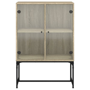 vidaXL Side Cabinet with Glass Doors Sonoma Oak 69x37x100 cm