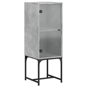 vidaXL Side Cabinet with Glass Doors Concrete Grey 35x37x100 cm