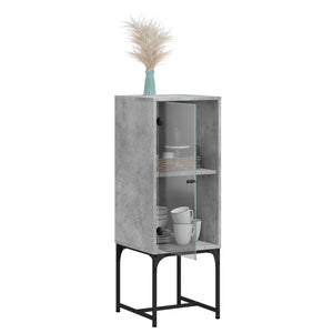 vidaXL Side Cabinet with Glass Doors Concrete Grey 35x37x100 cm